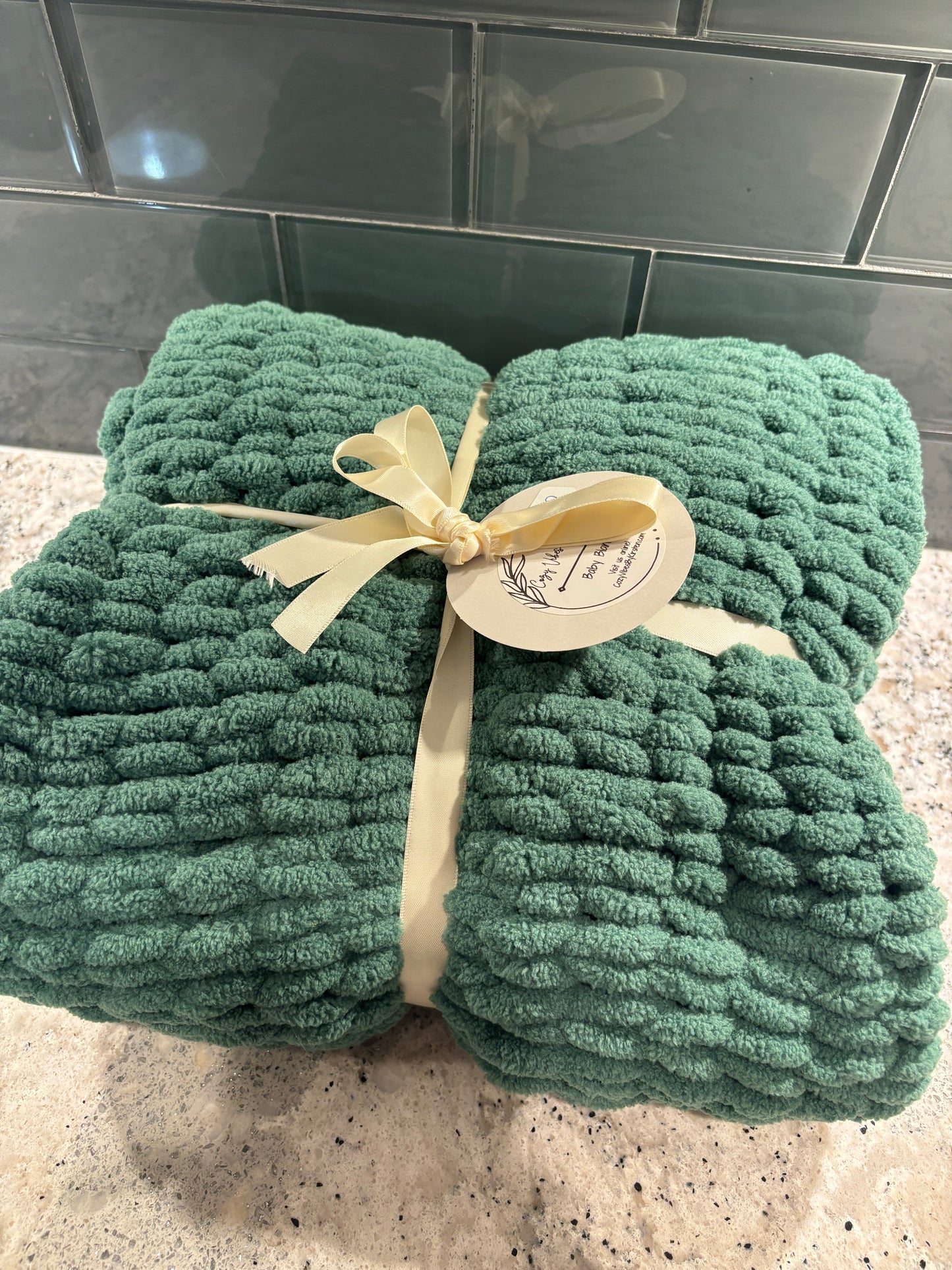 Dark Green Plush Baby Blanket - Ready to Ship!