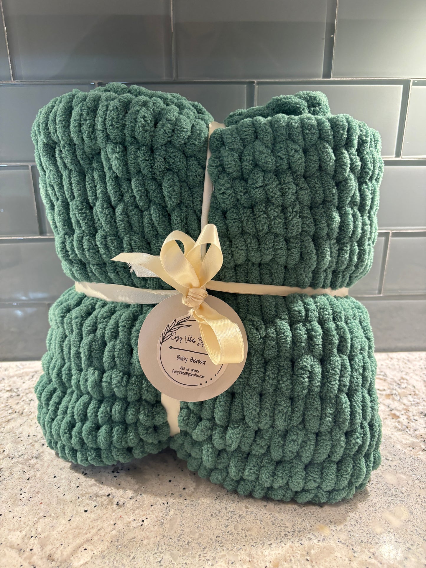 Dark Green Plush Baby Blanket - Ready to Ship!