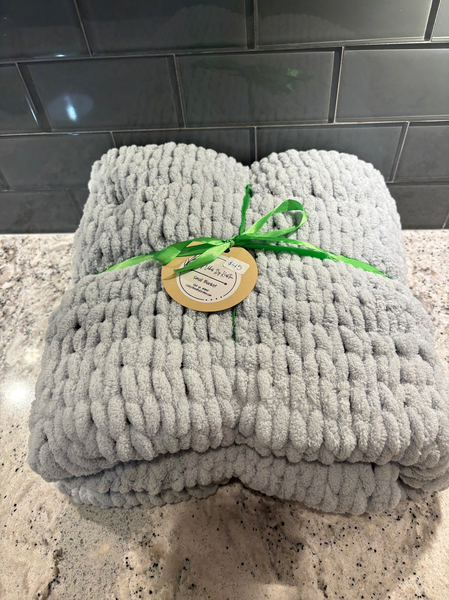 Light Gray Plush Small Blanket - Ready to Ship!