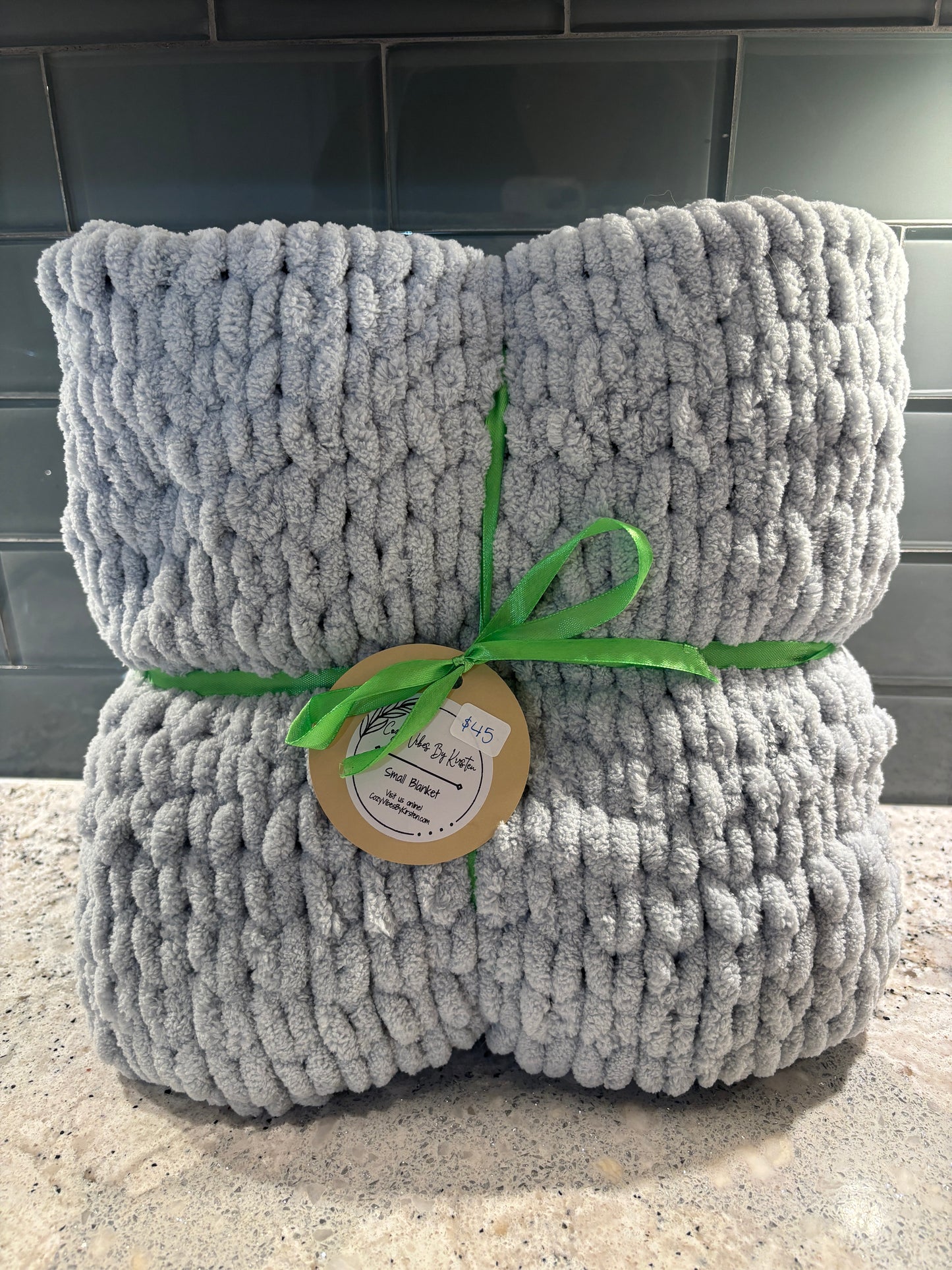 Light Gray Plush Small Blanket - Ready to Ship!