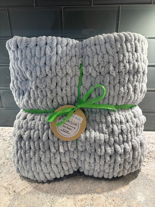 Light Gray Plush Small Blanket - Ready to Ship!