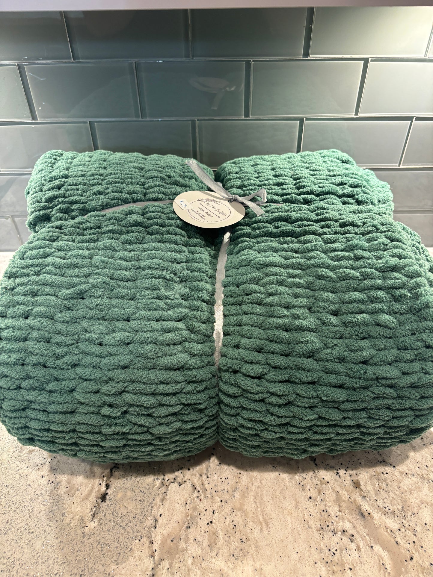 Dark Green Plush Large Blanket - Ready to Ship!