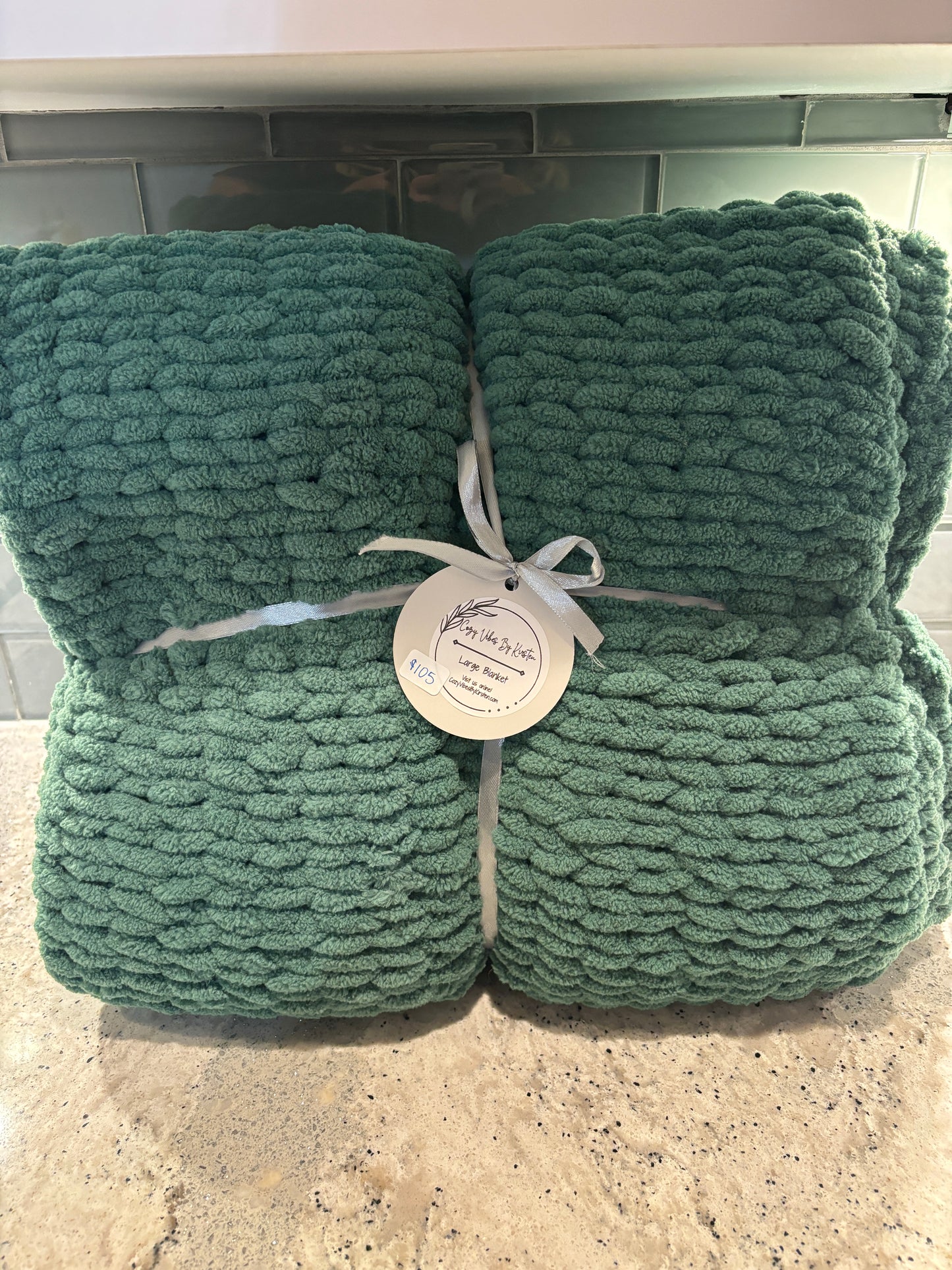 Dark Green Plush Large Blanket - Ready to Ship!