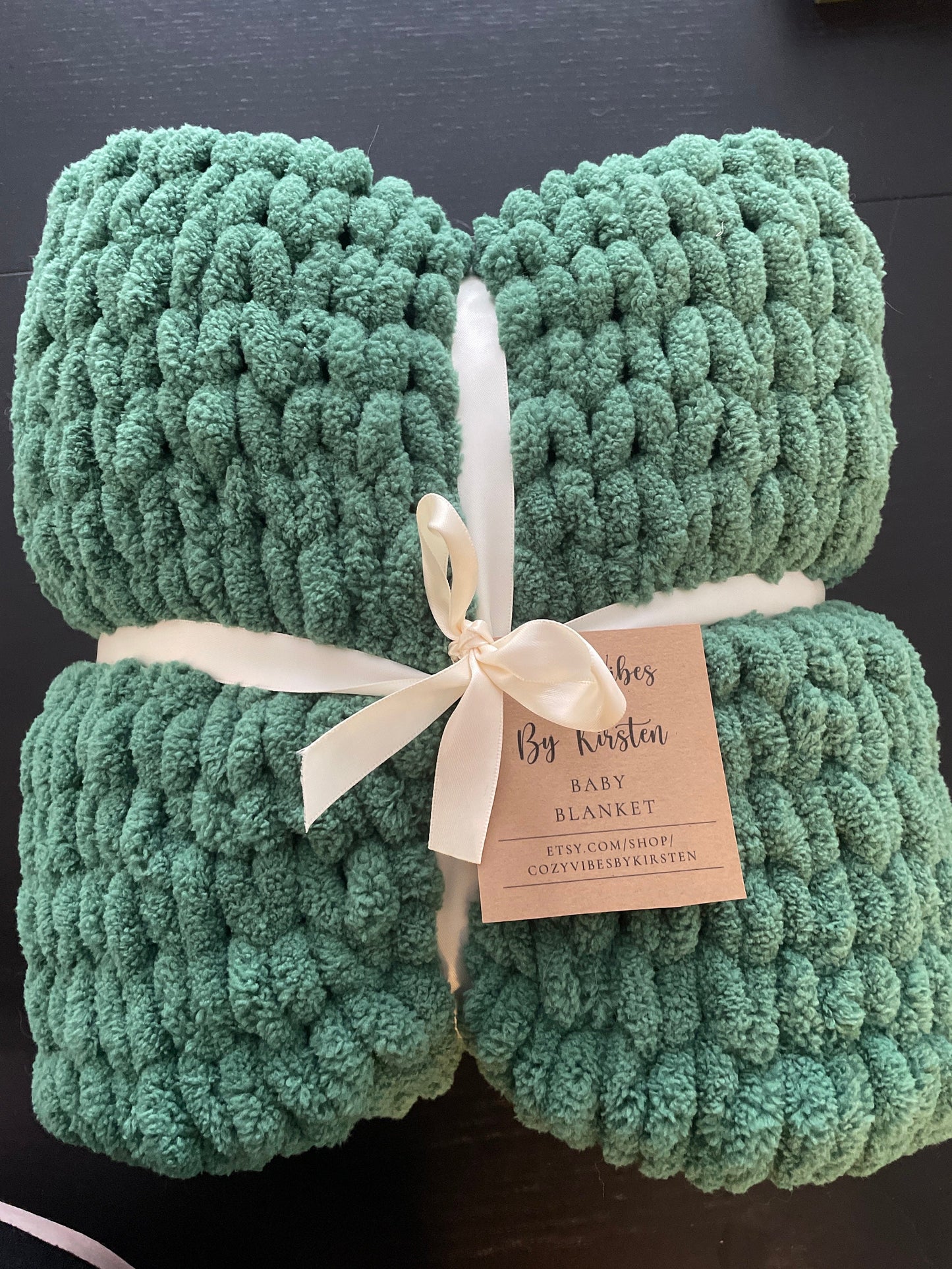 Dark Green Plush Baby Blanket - Ready to Ship!