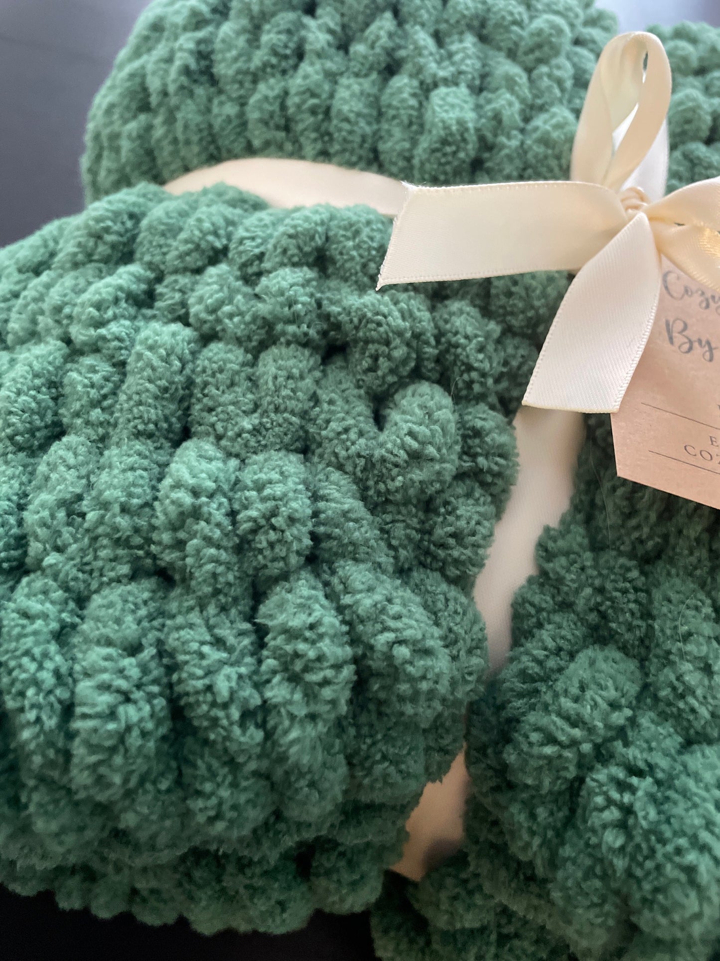 Dark Green Plush Baby Blanket - Ready to Ship!